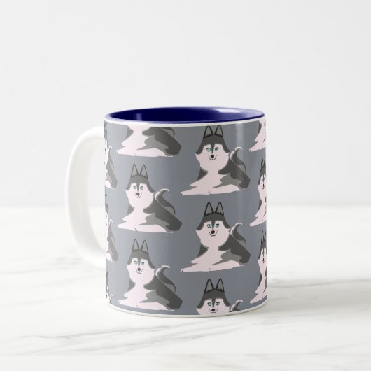 寝ているシベリアンハスキー Sleeping siberian husky Zweifarbige Tasse (Vorderseite Links)