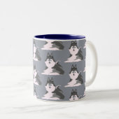 寝ているシベリアンハスキー Sleeping siberian husky Zweifarbige Tasse (VorderseiteRechts)
