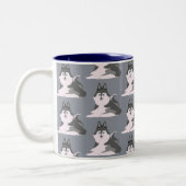 寝ているシベリアンハスキー　Sleeping siberian husky Zweifarbige Tasse (Links)