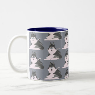 寝ているシベリアンハスキー Sleeping siberian husky Zweifarbige Tasse