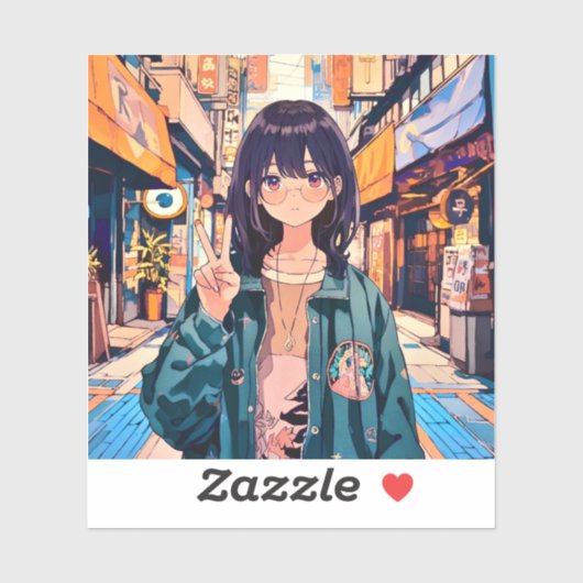 寿司娘アイコンシール seal|GenerativeAI Aufkleber (Blatt)