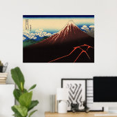 山 下 雨, 北 Thunder und Mount Fuji, Hokusai, Ukiyo-e Poster (Heimbüro)