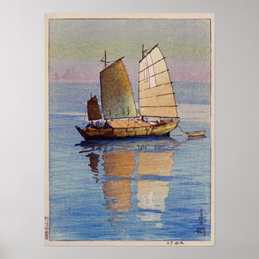 帆 船 夕 日, Segelboote Abend Glow, Hiroshi Yoshida Poster (Vorne)