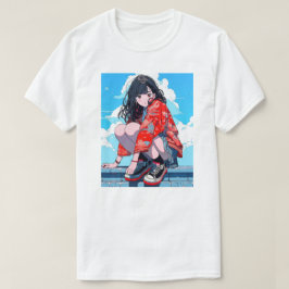 座るJK Tシャツ|寿司娘 GenerativeAI T-Shirt
