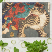 忍者と虎, 芳年 Ninja Held u. Tiger, Yoshitoshi, Ukiyo-e Geschirrtuch (Gefaltet)
