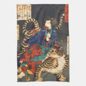 忍者と虎, 芳年 Ninja Held u. Tiger, Yoshitoshi, Ukiyo-e Geschirrtuch (Vertikal)