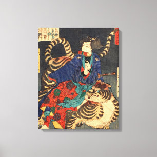 忍 者 虎, 芳 Ninja Hero & Tiger, Yoshitoshi, Ukiyo-e, Leinwanddruck