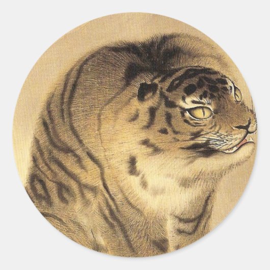 応 挙 虎, 応 Ōkyo Tiger, Ōkyo, Ōkyo, の Runder Aufkleber (Vorderseite)