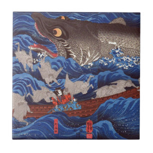 怪物鮫, 国芳 Monster-Haifisch, Kuniyoshi, Ukiyo-e Fliese