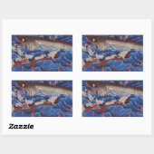 怪 鮫,国 Monsterhai, Kuniyoshi, Ukiyo-e物 Rechteckiger Aufkleber (Blatt)