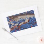 怪 鮫,国 Monsterhai, Kuniyoshi, Ukiyo-e物 Rechteckiger Aufkleber (Umschlag)