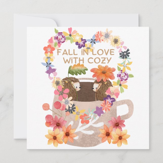 恋に落ちるハリネズミフラットカード (Vorderseite)