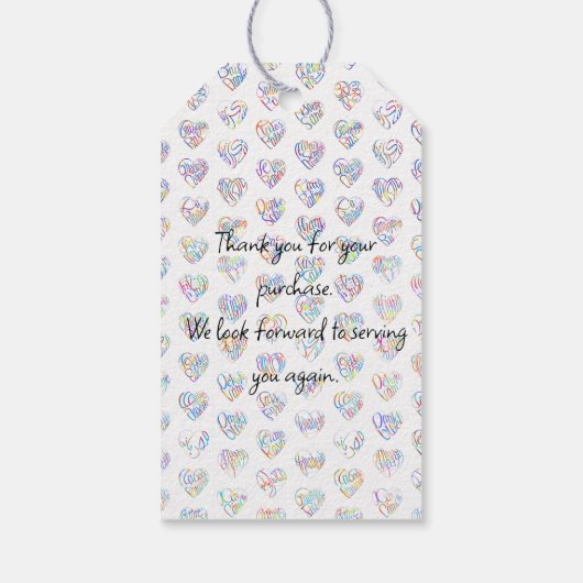 感謝のココロ Thank you 多言語17国語 字抜きカラフル Geschenkanhänger (Rückseite)