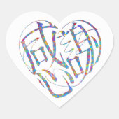 感謝のココロ Thank you 多言語17国語 字抜きカラフル Herz-Aufkleber (Vorderseite)