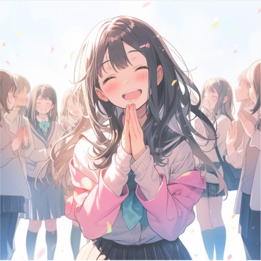 【感謝シール】ありがとうJK|寿司娘 GenerativeAI Aufkleber (Vorderseite)