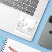 手を振るJKシール|寿司娘 Seal GenerativeAI Aufkleber (Laptop mit iPhone)