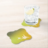 折鶴と紗綾形紋様(金地に紺青色)のペーパーコースター UNTERSETZER (Vor Ort)