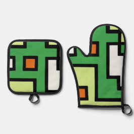 抽象画　モダン　レトロ　mapper #1 ofenhandschuh & Topflappen-Set