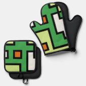 抽象画　モダン　レトロ　mapper #1 ofenhandschuh & Topflappen-Set (Vorderseite/Rückseite)