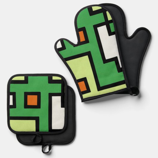 抽象画 モダン レトロ mapper #1 ofenhandschuh & Topflappen-Set (Vorderseite/Rückseite)