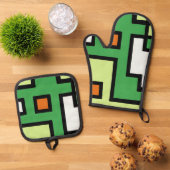 抽象画　モダン　レトロ　mapper #1 ofenhandschuh & Topflappen-Set (Oben Unten)