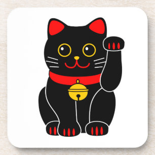 招 き 猫, Manekineko (Glückskatze, KatzenBeckoning) Getränkeuntersetzer