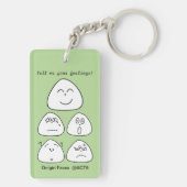 持ち運べるおにぎり顔5つ（両面:ピンク・グリーン） SCHLÜSSELANHÄNGER (Rückseite)