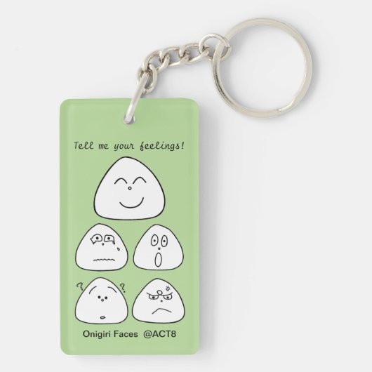 持ち運べるおにぎり顔5つ(両面:ピンク・グリーン) SCHLÜSSELANHÄNGER (Rückseite)