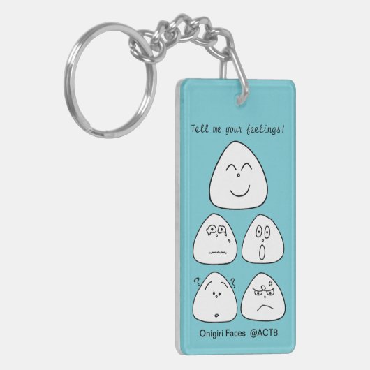 持ち運べるおにぎり顔5つ(両面:ブルー・グリーン) SCHLÜSSELANHÄNGER (Vorderseite links)