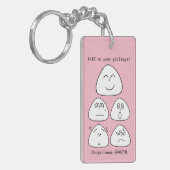 持ち運べるおにぎり顔5つ（両面:ブルー・ピンク） SCHLÜSSELANHÄNGER (Vorderseite links)
