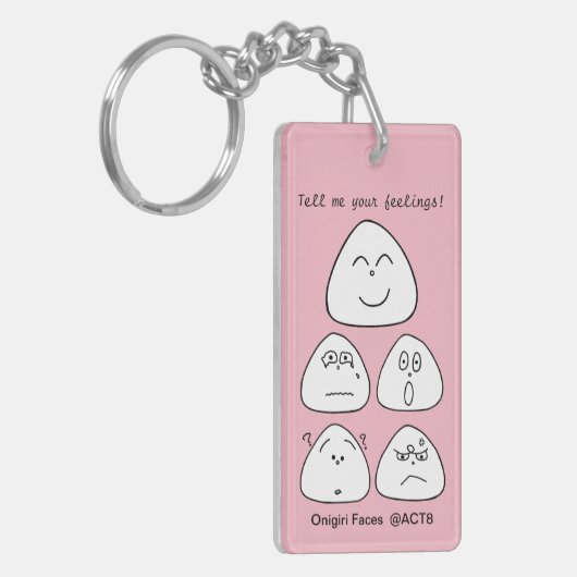 持ち運べるおにぎり顔5つ(両面:ブルー・ピンク) SCHLÜSSELANHÄNGER (Vorderseite links)