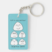 持ち運べるおにぎり顔5つ（両面:ブルー・ピンク） SCHLÜSSELANHÄNGER (Rückseite)