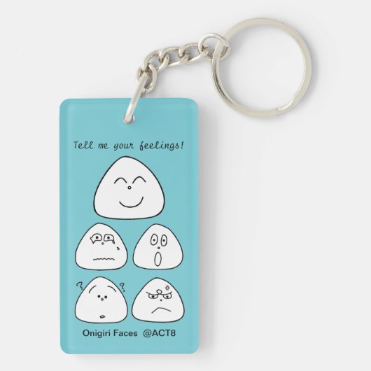 持ち運べるおにぎり顔5つ（両面:ブルー・ピンク） SCHLÜSSELANHÄNGER (Rückseite)