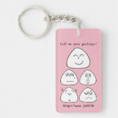 持ち運べるおにぎり顔5つ（両面:ブルー・ピンク） SCHLÜSSELANHÄNGER (Vorderseite)