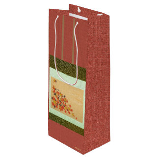掛け軸のようなワイン用ペーパーギフトバッグ (紅葉と流水紋) GESCHENKTÜTE FÜR WEINFLASCHEN