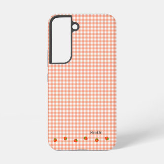文字 カスタマイズ いちご チェック オレンジ SAMSUNG GALAXY HÜLLE