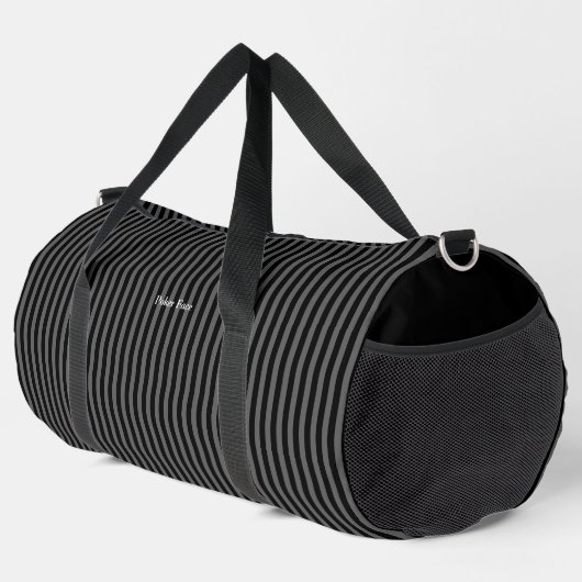 文字　カスタマイズ　ストライプ　ブラック　グレー　 DUFFLE BAG (Rechte Ecke)