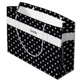 文字　カスタマイズ　リリー　ブラック     ラージペーパーバッグ GROßE GESCHENKTÜTE (Rückseite Schrägansicht)