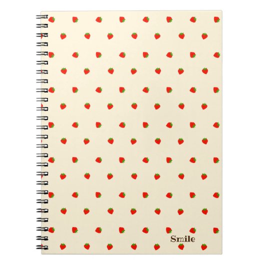文字 カスタム いちご アイボリー ノートブック NOTIZBLOCK (Vorderseite)