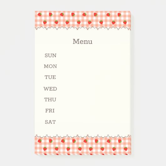 文字 カスタム いちご&チェック(オレンジ) ポストイット POST-IT KLEBEZETTEL (Vorderseite)