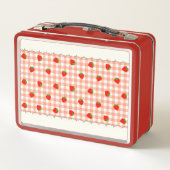 文字 カスタム いちご&チェック(オレンジ) メタルランチボックス METALL BROTDOSE (Rückseite)