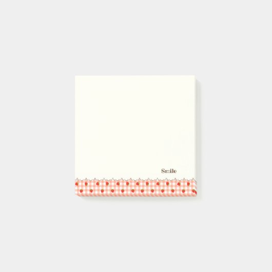 文字　カスタム　いちご　チェック　オレンジ　   POST-IT KLEBEZETTEL (Vorderseite)