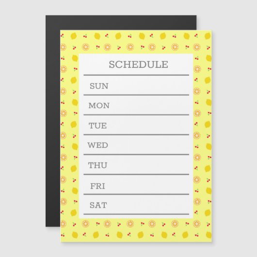 文字 カスタム ウィークリースケジュール レモン&チェリー MAGNETKARTE (Vorne/Hinten)