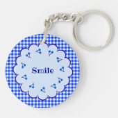 文字 カスタム チェリー×チェック(ブルー) キーホルダー SCHLÜSSELANHÄNGER (Rückseite)