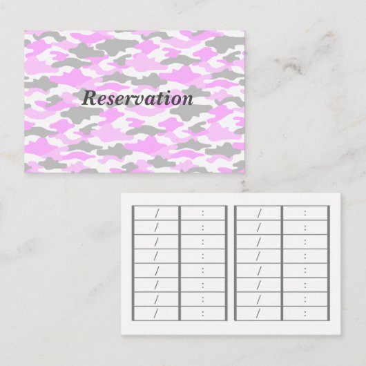 文字　カスタム　迷彩（ピンク）    予約カード TERMINKARTE (Vorne/Hinten)
