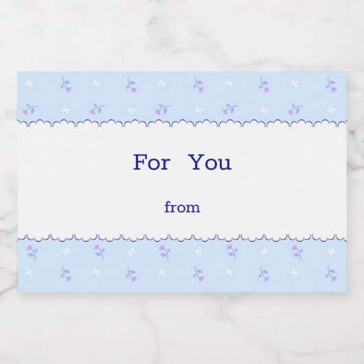 文字 カスタム 野ばら&リボン(ブルー) フードラベル LEBENSMITTELETIKETT (Einzelnes Label)