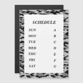 文字　白紙　カスタム　ウィークリースケジュール　迷彩（ブラック）  マグネット MAGNETKARTE (Vorne/Hinten)