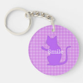 文字 電話番号 カスタム CAT&チェック(ピンク) SCHLÜSSELANHÄNGER (Vorderseite)