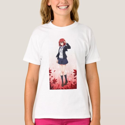 日本のアニメ風女子キャラクター T-Shirt (Vorderseite)