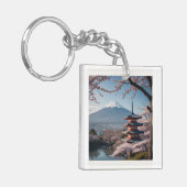 日本の春の最も美しい瞬間を凝縮したような一枚です。富士山を背景に、五重塔と満開の桜が描かれています。 SCHLÜSSELANHÄNGER (Vorderseite links)